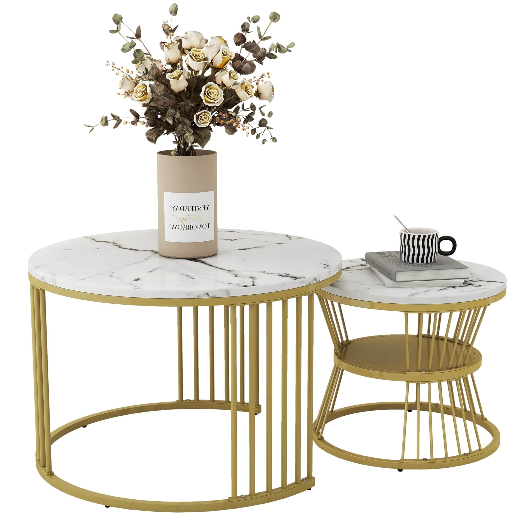 Table basse ronde doré