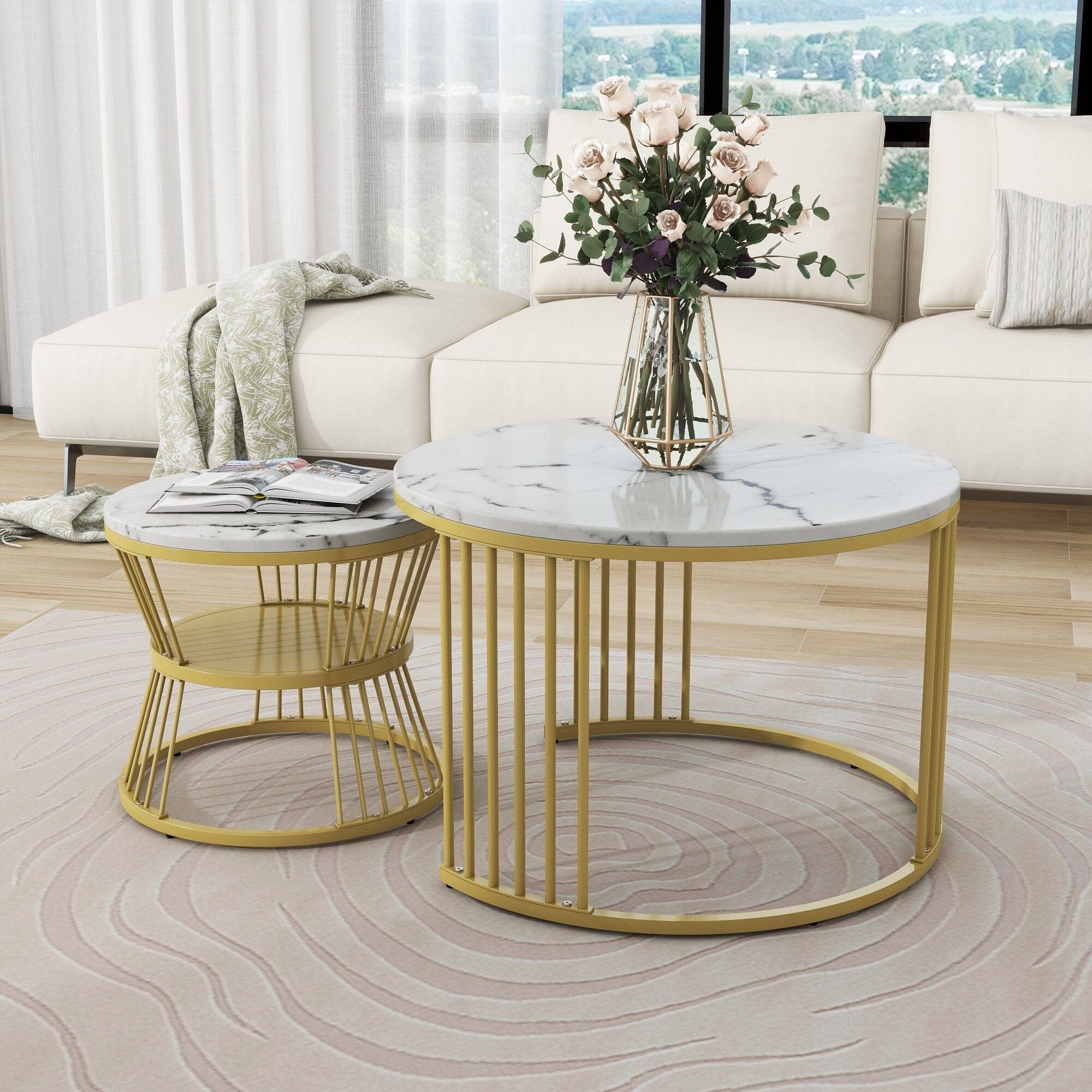 Table basse ronde doré