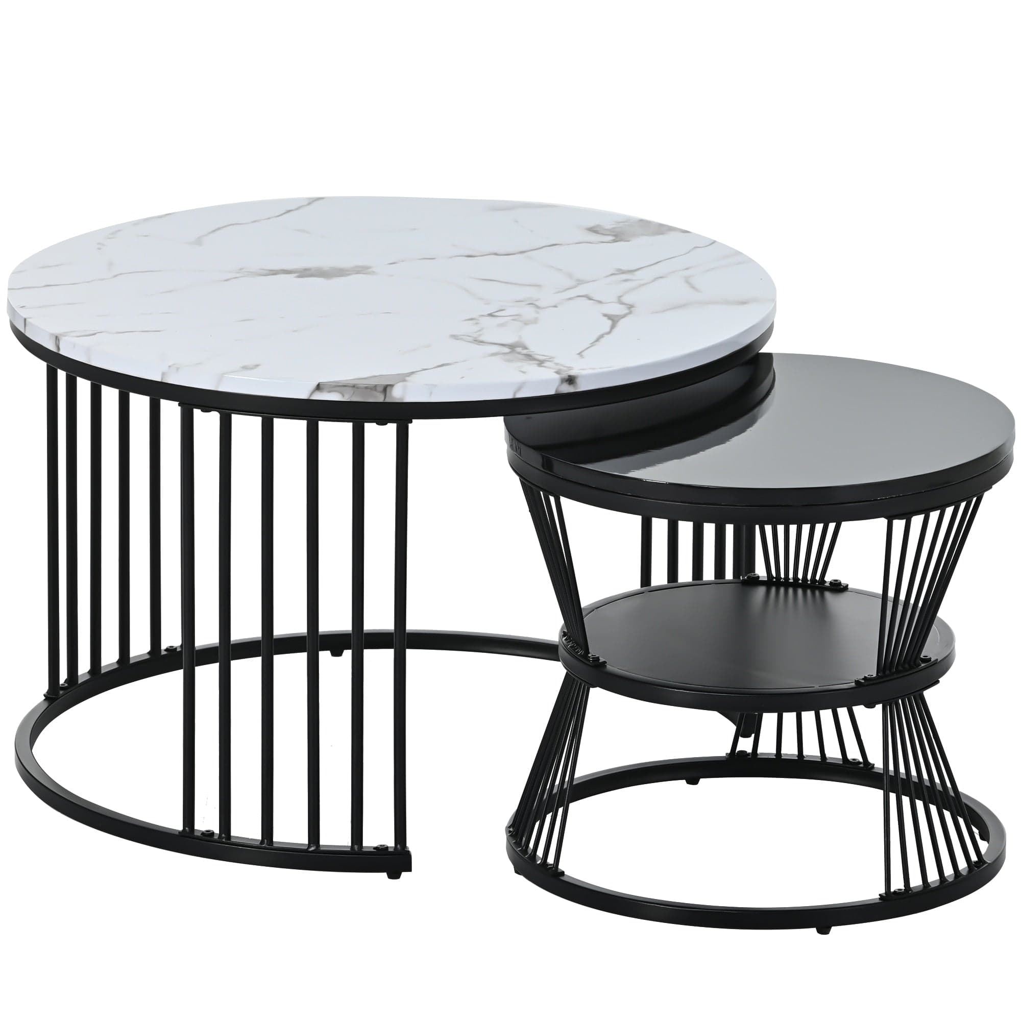 Table basse ronde effet marbre