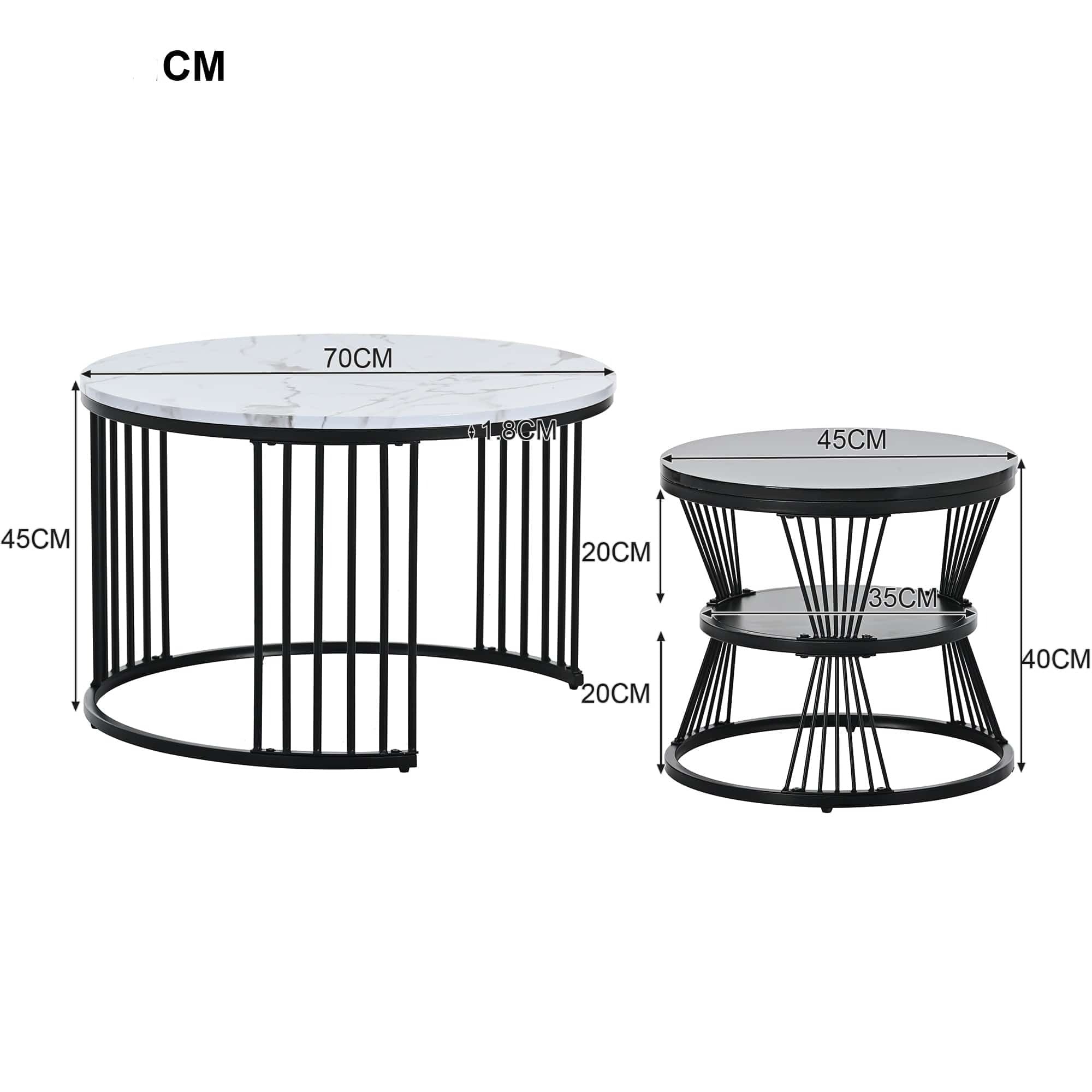 Table basse ronde effet marbre
