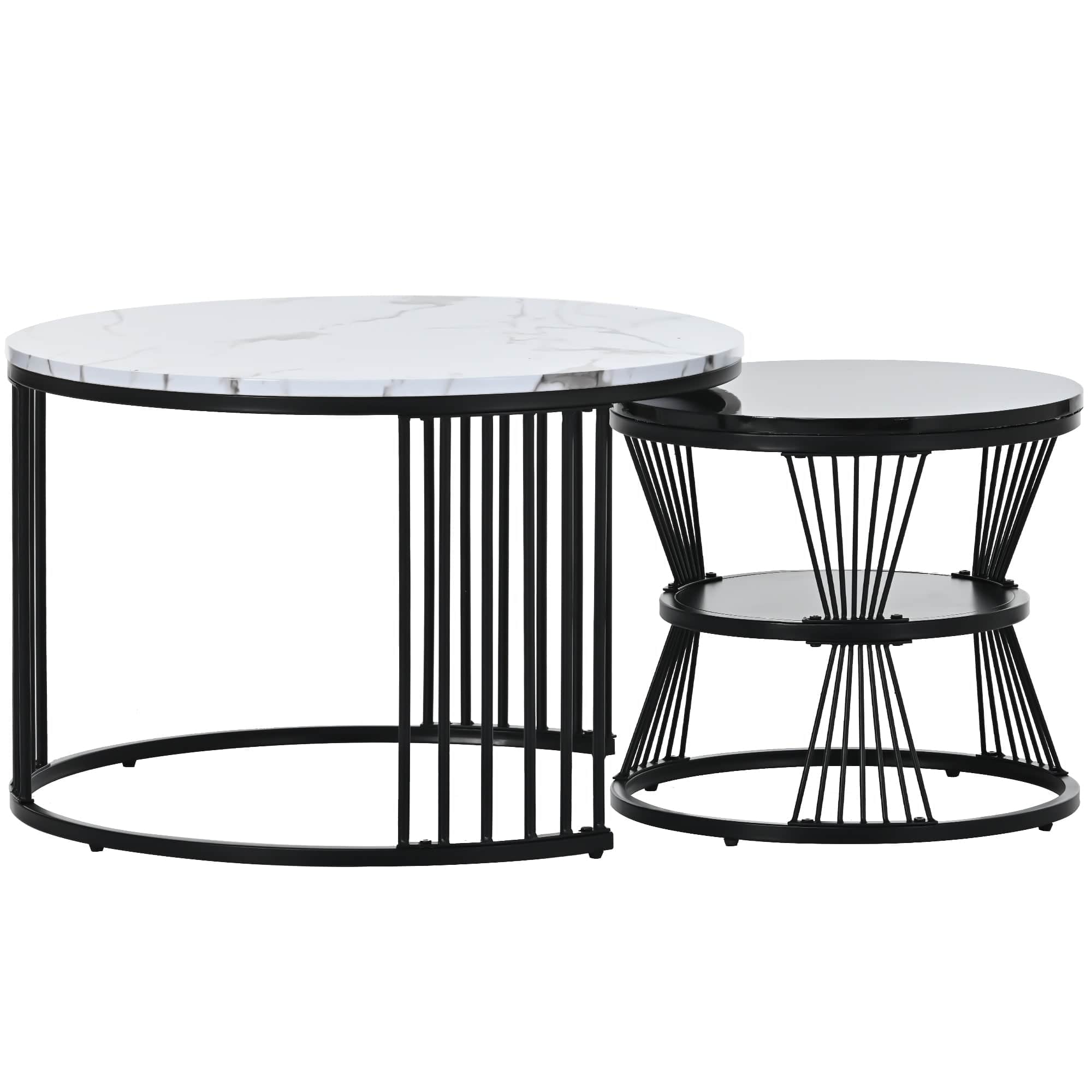 Table basse ronde effet marbre
