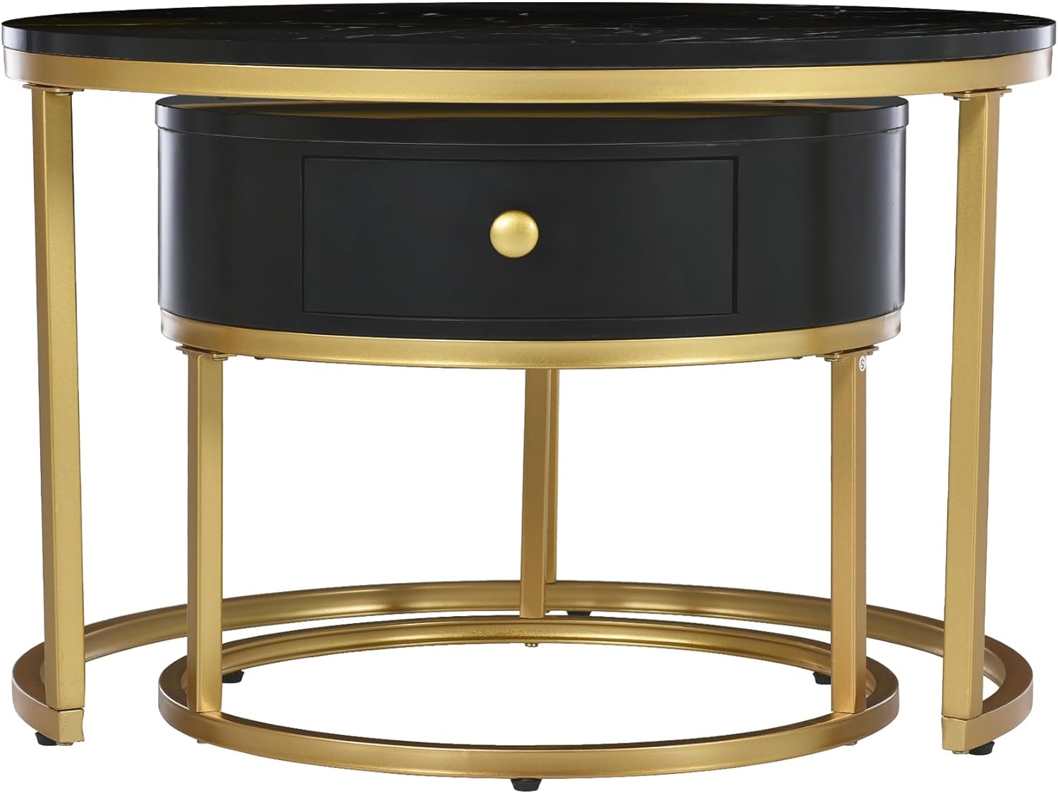 Table basse ronde marbre noir