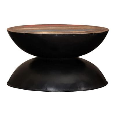 Table basse ronde metal et bois