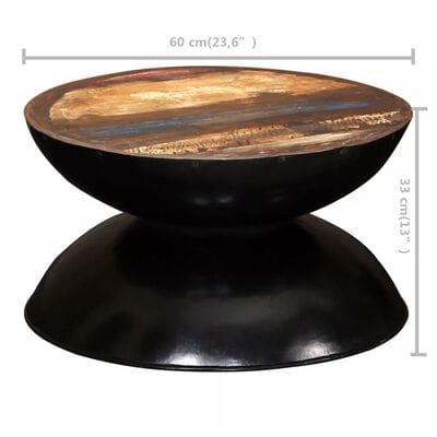 Table basse ronde metal et bois