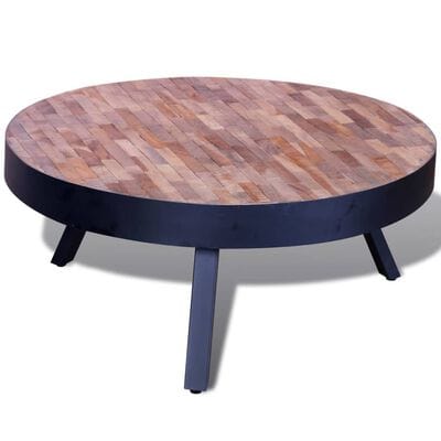 Table basse ronde noire et bois