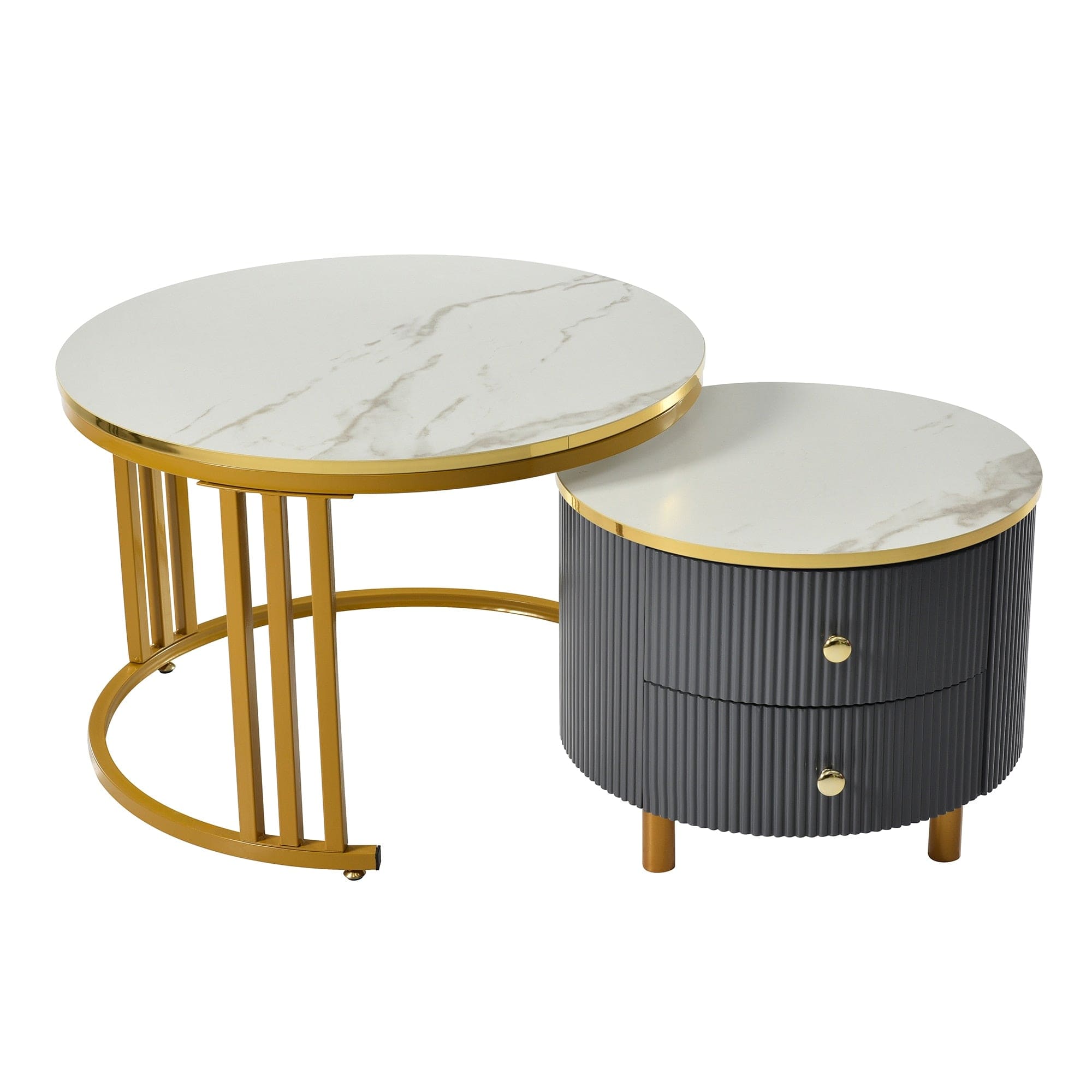 Table basse ronde rangement