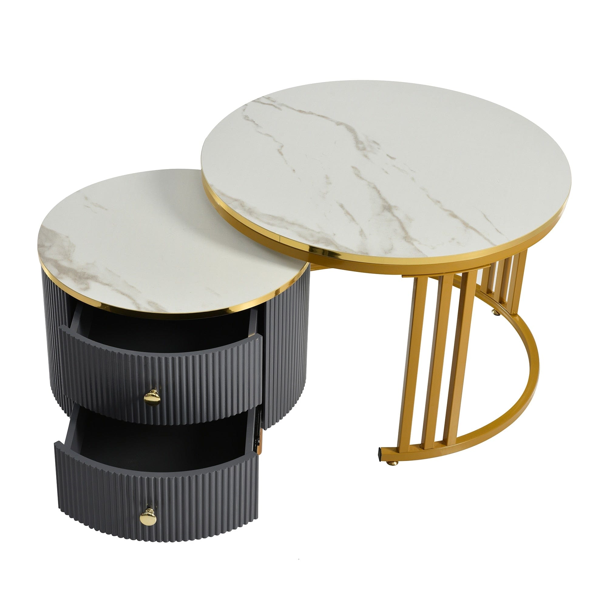 Table basse ronde rangement