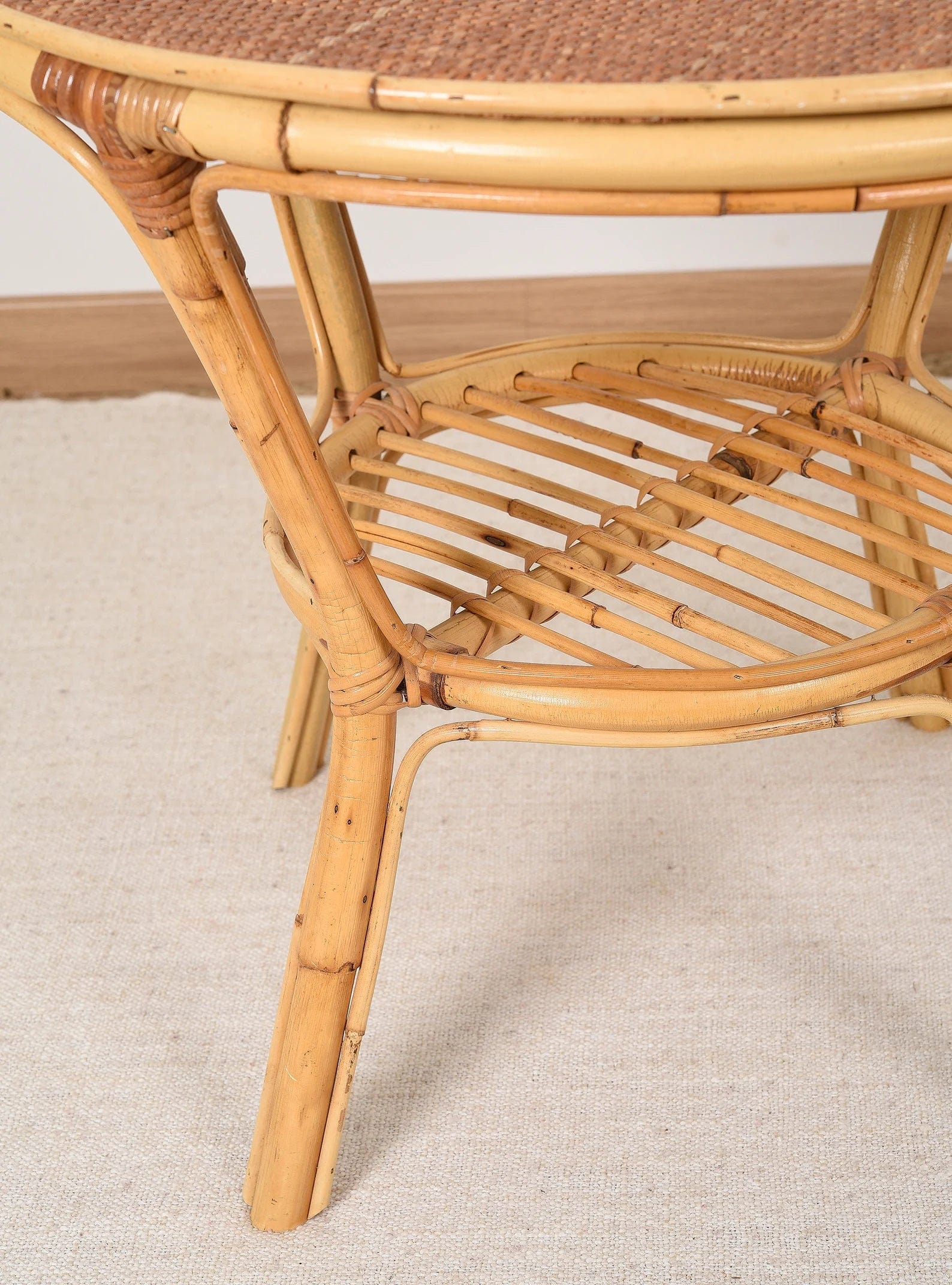 Table basse ronde rotin