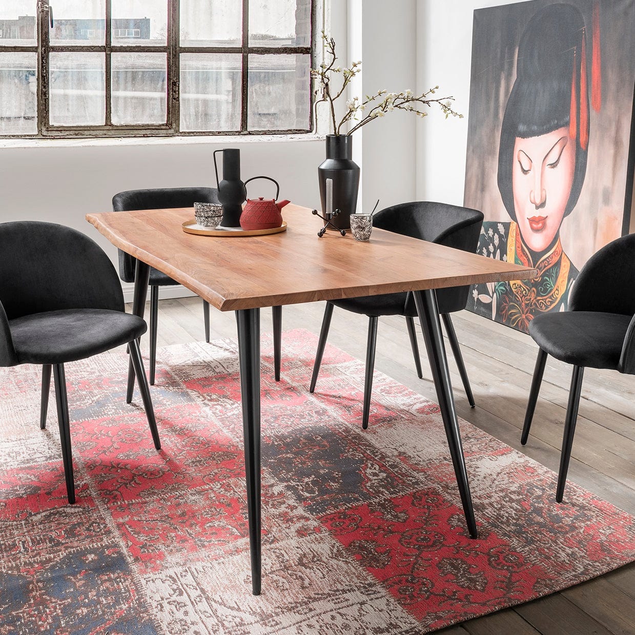 Table bord naturel acacia