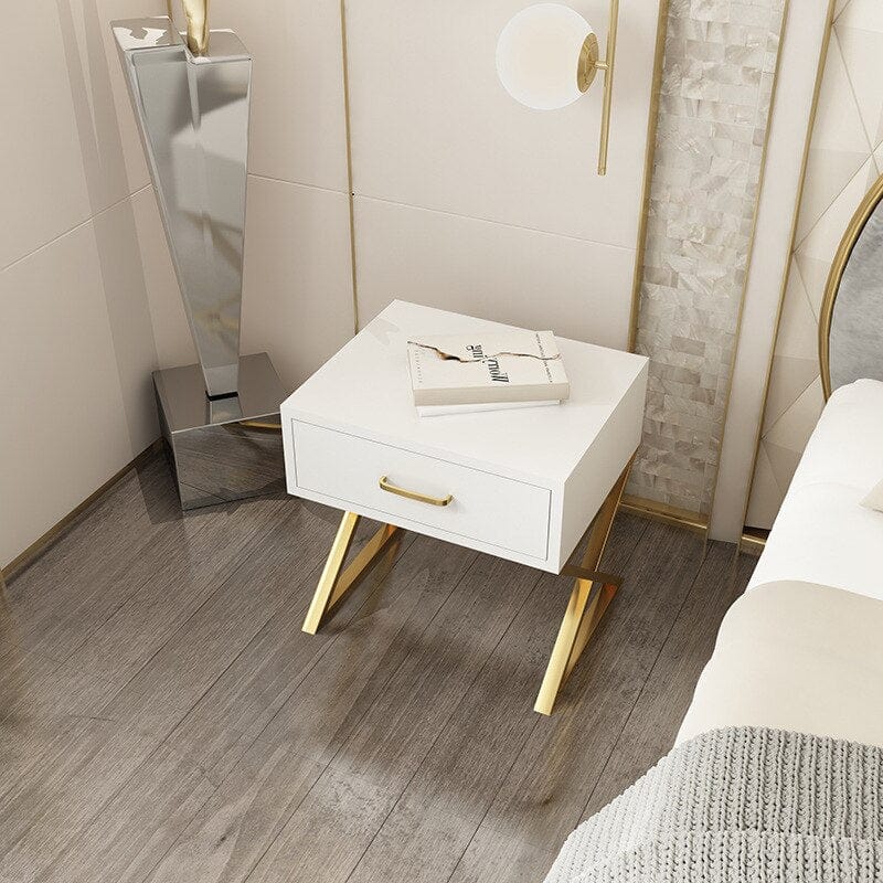 Table de chevet blanc et bois