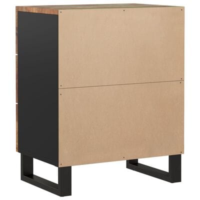 Table de chevet bois et metal noir