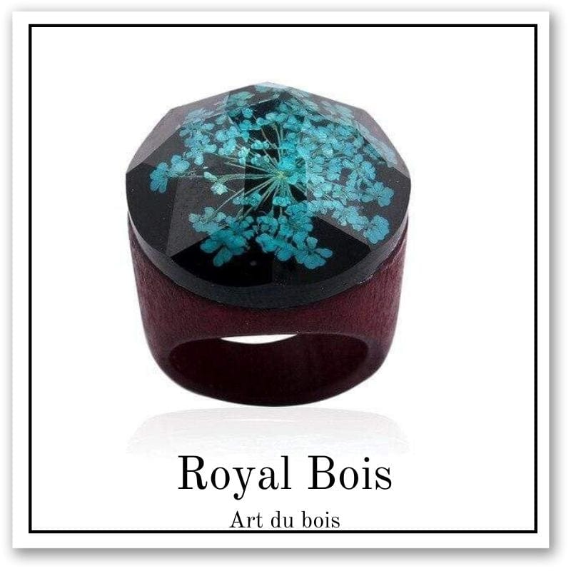 Bague résine et fleur vert