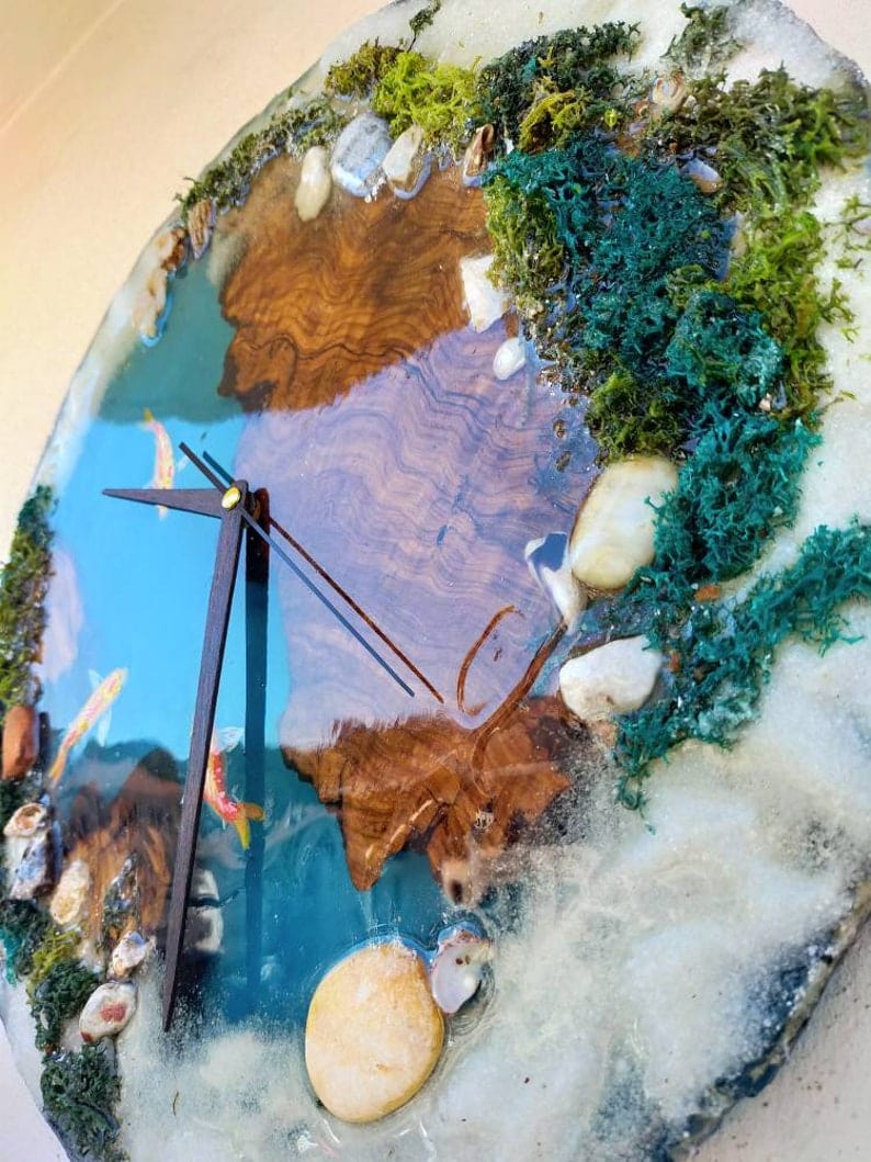 Époxy horloge décorative à la main pour mur