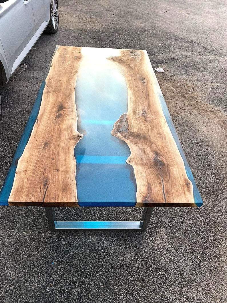 Grande table rivière bleu