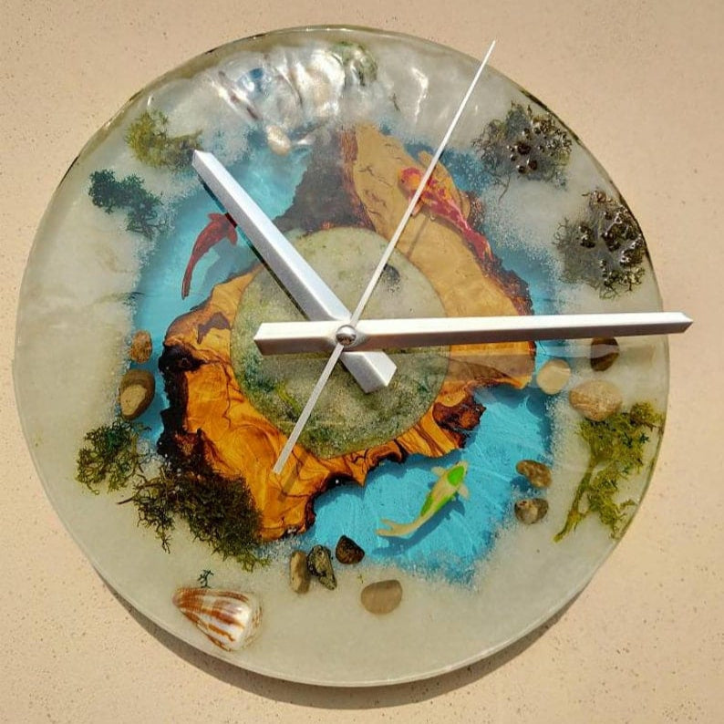 Horloge murale en résine sur le thème de l'aquarium