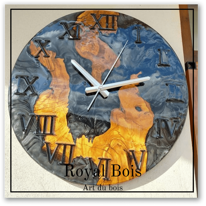 Horloge murale époxy gris