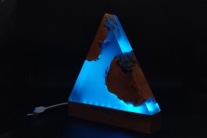 Lampe de bureau de table en bois