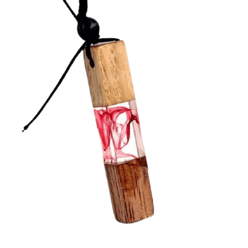 Pendentif bois fumé rouge