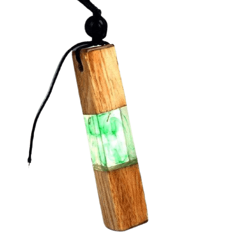 Pendentif bois fumé vert