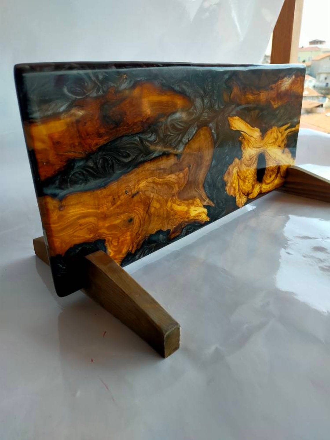 Porte-couteaux magnétique en bois et résine