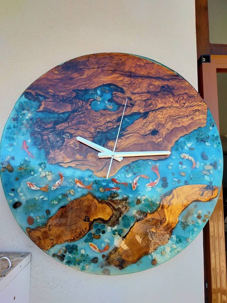 Res et bois horloge faite à la main pour mur