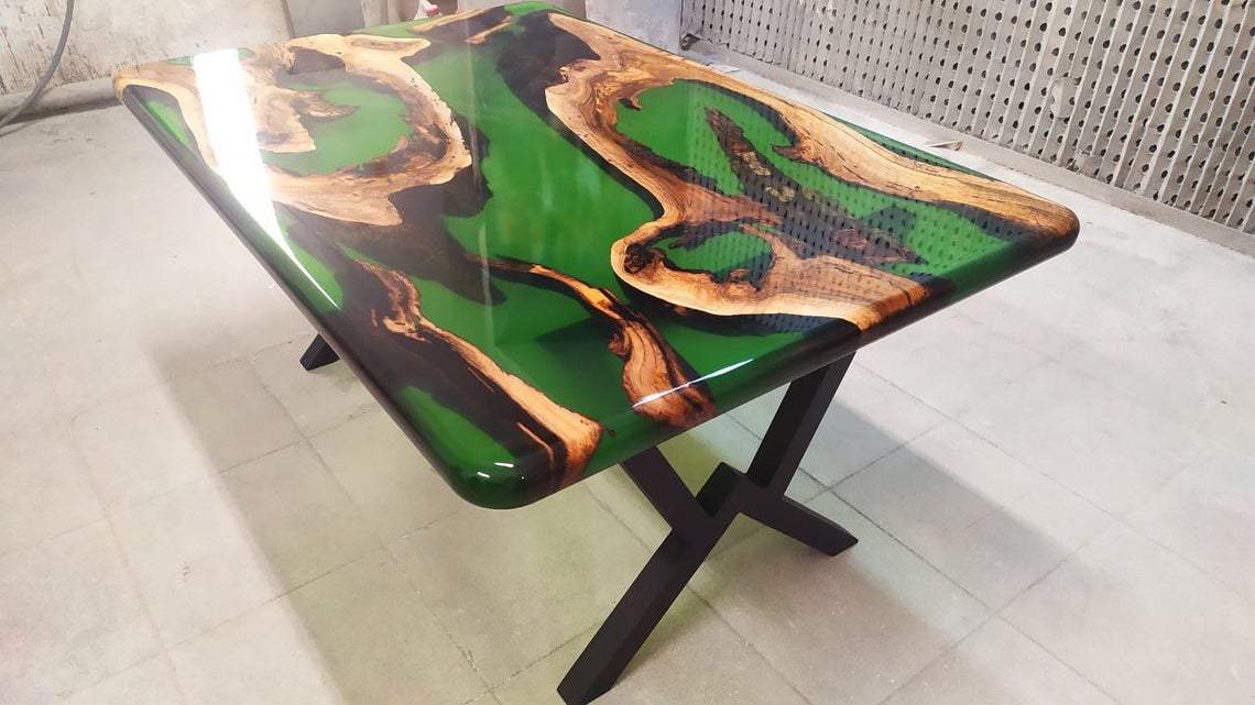 Table basse époxy vert