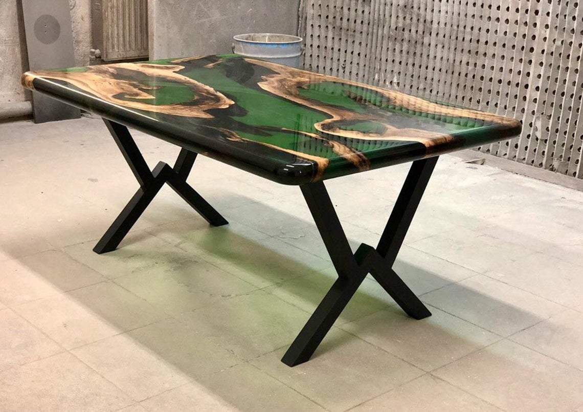 Table basse époxy vert