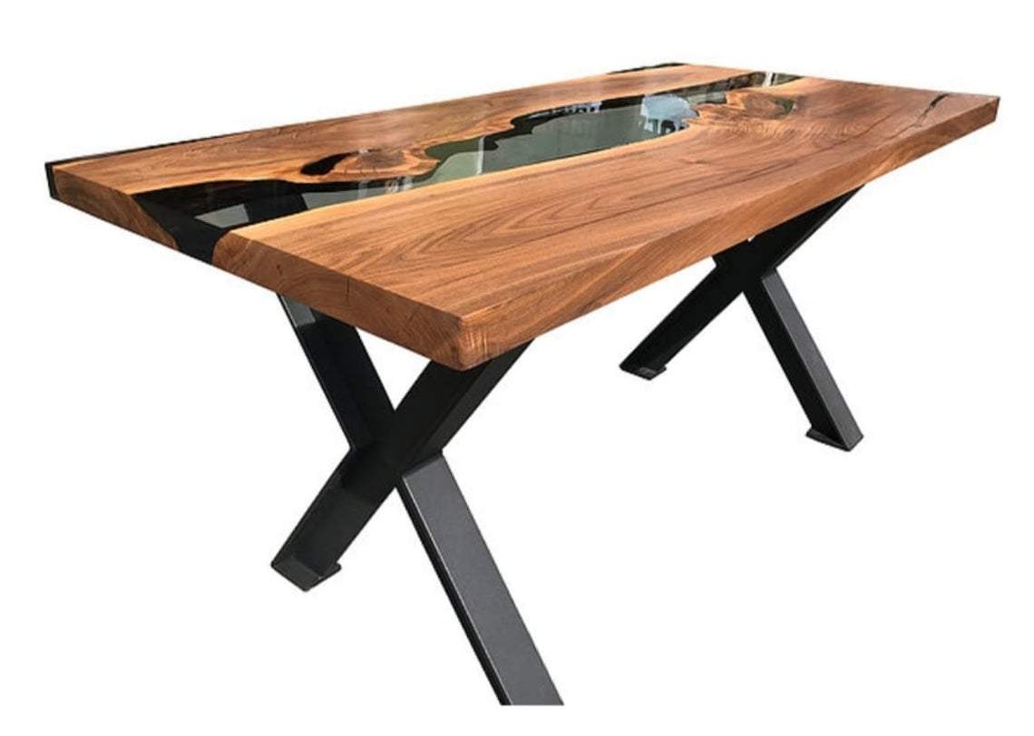 Table en bois et résine noir