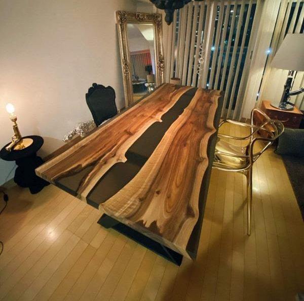 Table en résine d'époxy noir