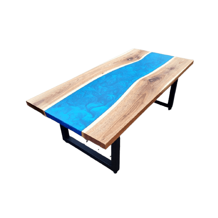 Table époxy bleu perle