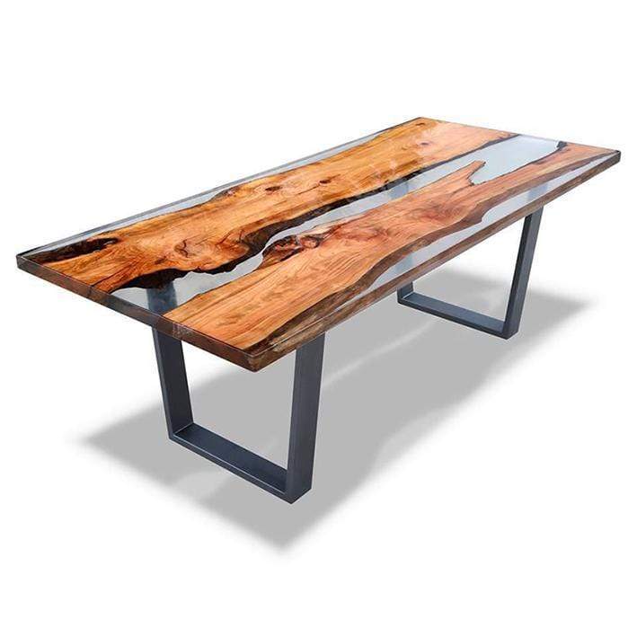 Table epoxy en noyer massif
