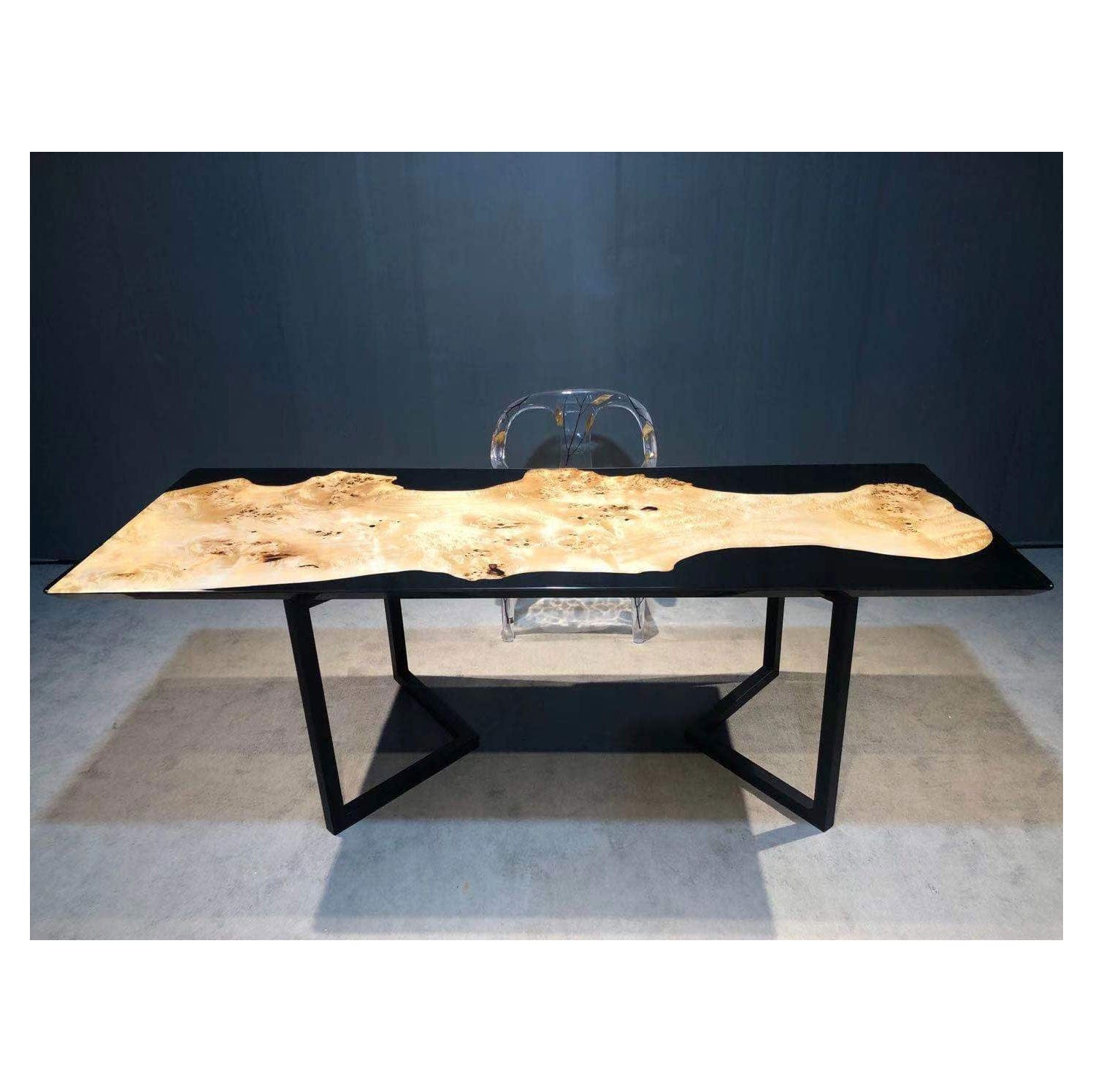 Table époxy noir et olivier