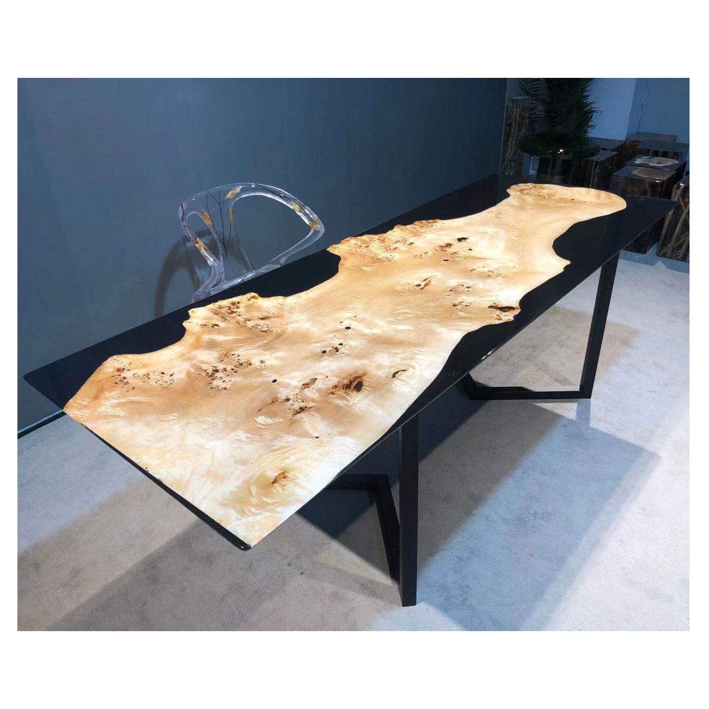 Table époxy noir et olivier