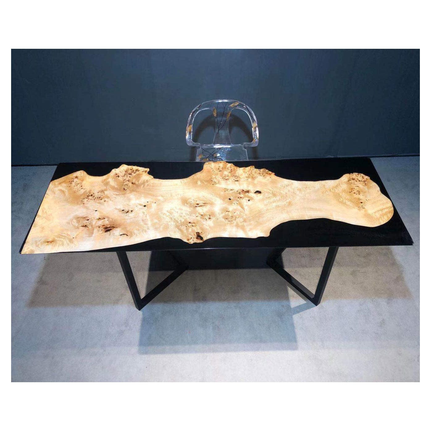 Table époxy noir et olivier