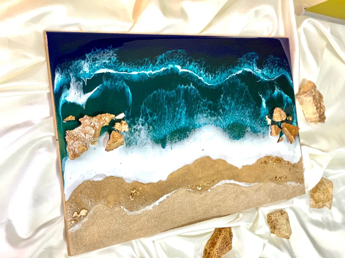 Tableau océan résine grand format