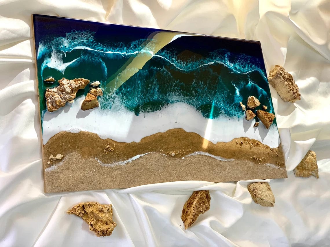 Tableau océan résine grand format