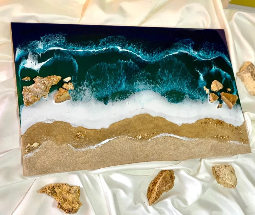 Tableau océan résine grand format