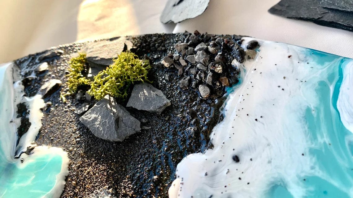 Tableau océan rond en résine