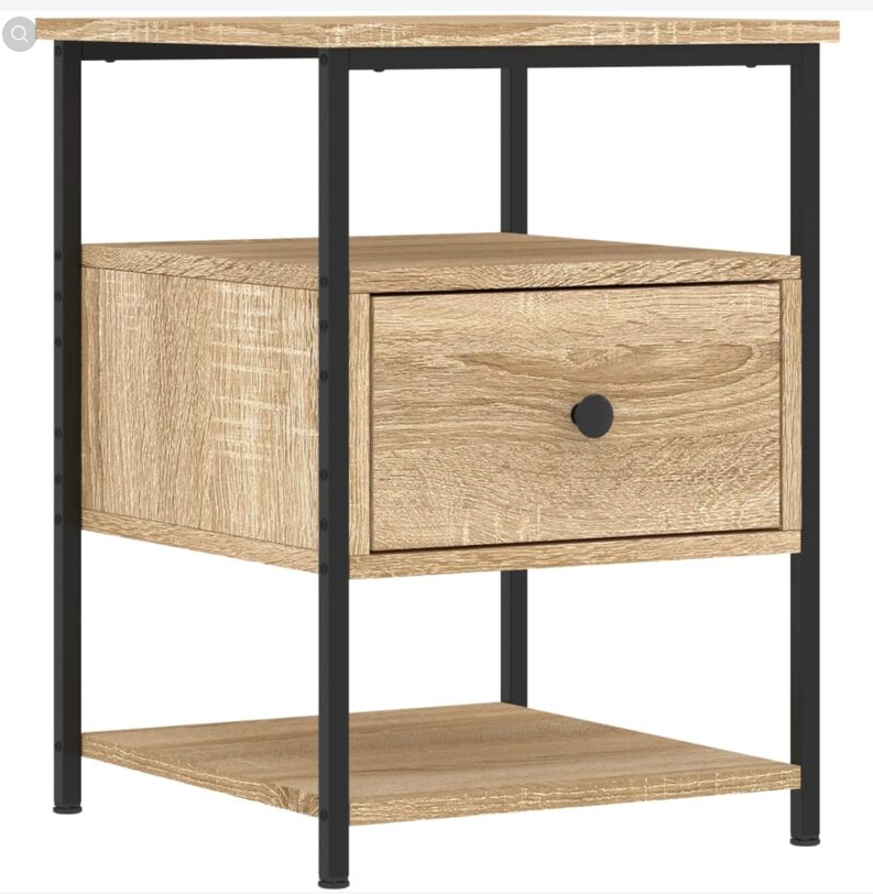 Table de chevet metal et bois (lot de 2)