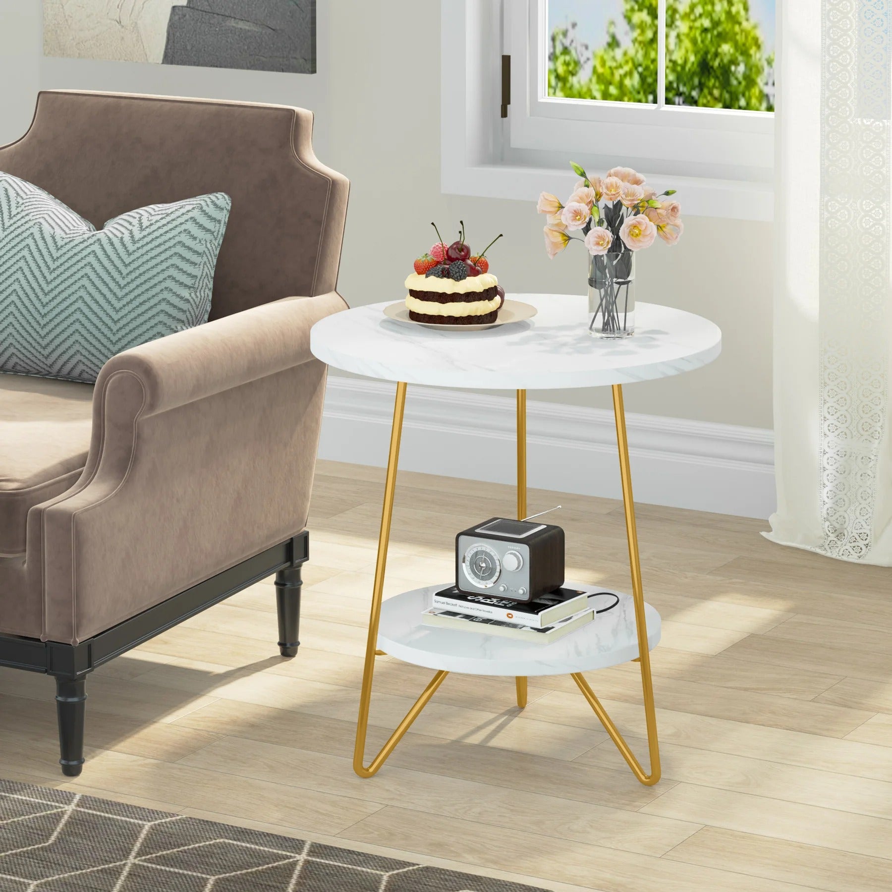 Table tulipe effet marbre