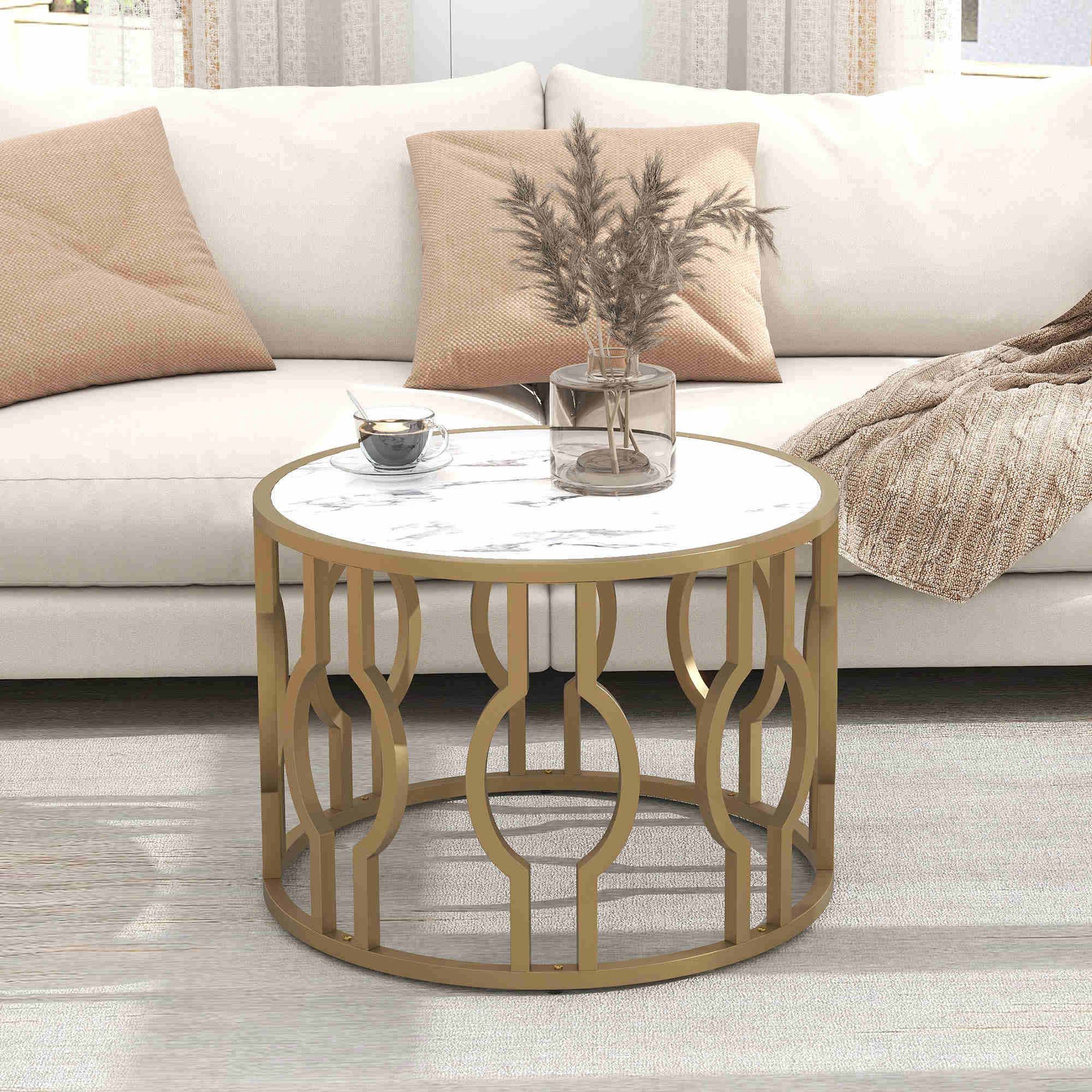 Table basse blanche ronde