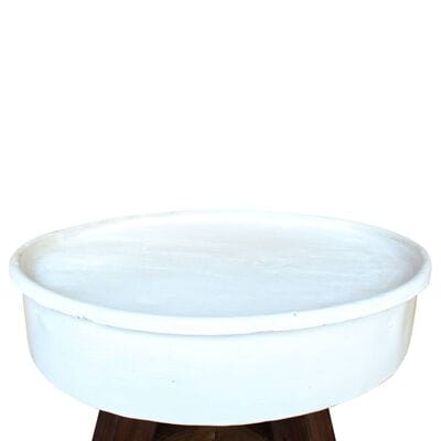 Table basse bois et blanc ronde