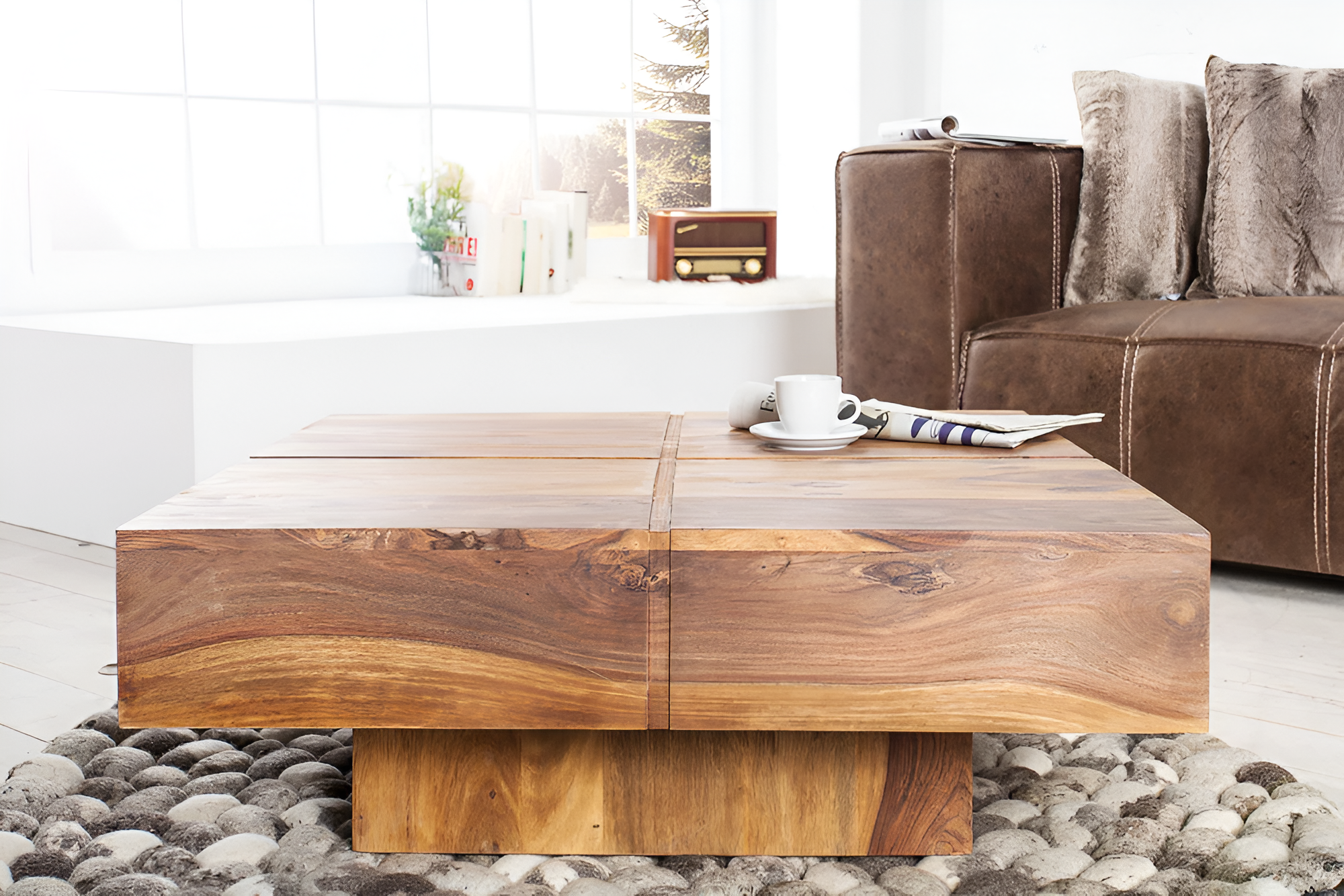 Table basse bois brut
