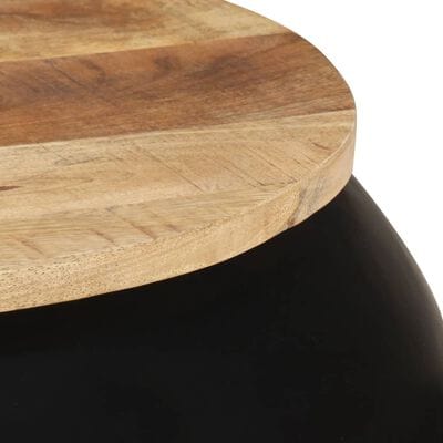 Table basse noir et bois ronde