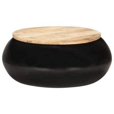 Table basse noir et bois ronde