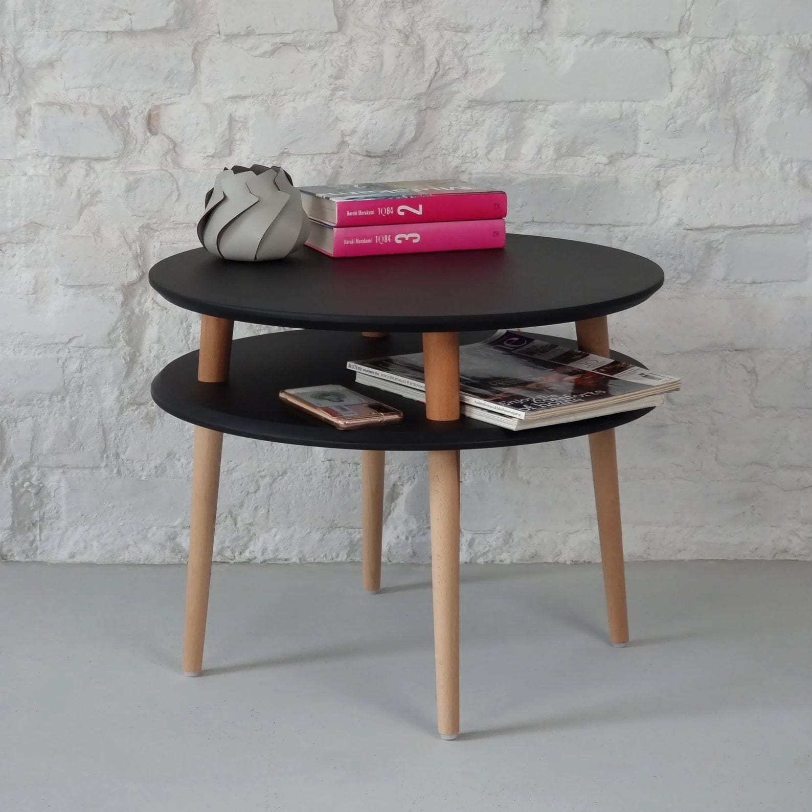 Table basse noir ronde