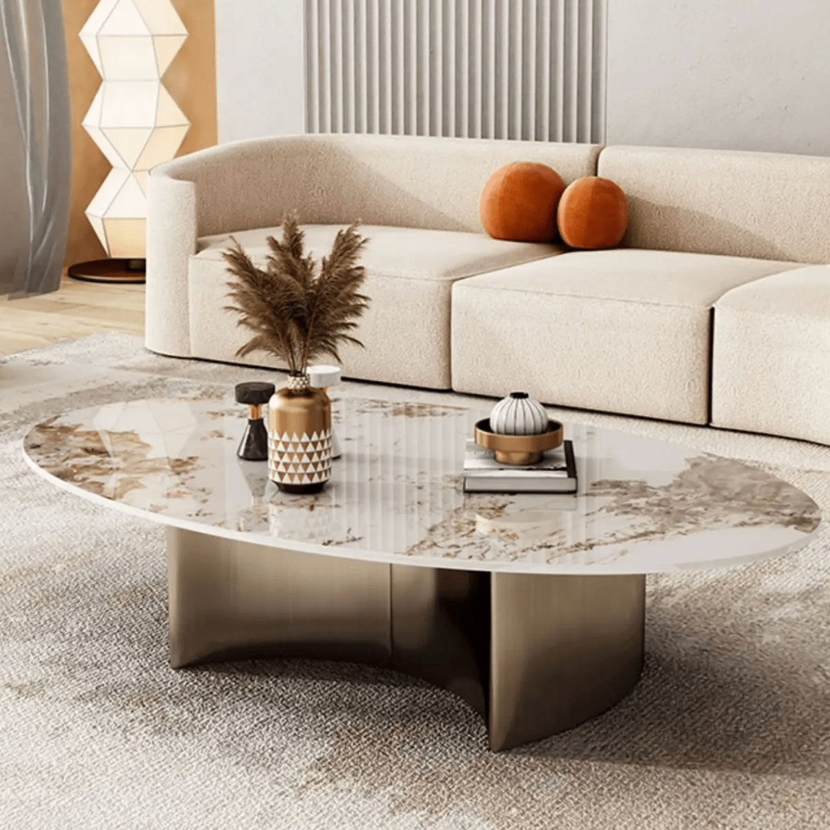 Table basse ovale marbre