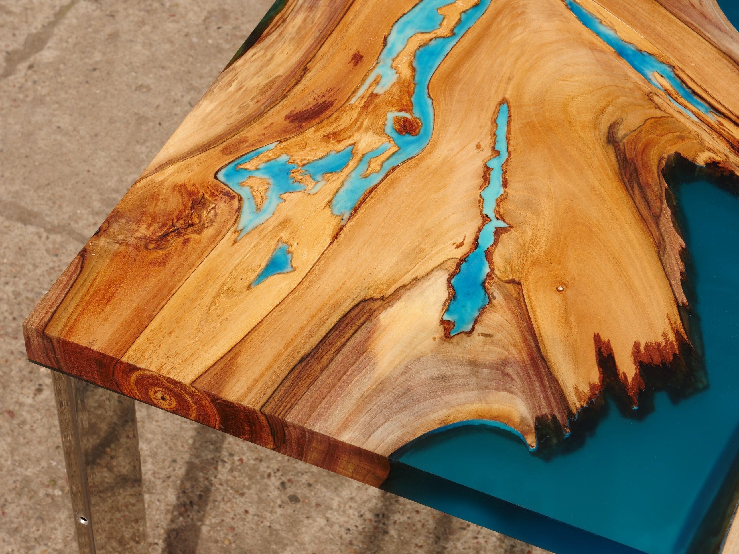 Table basse rivière bleu