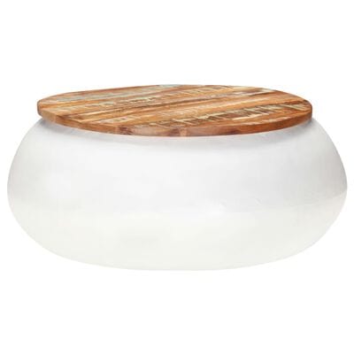 Table basse ronde blanc et bois