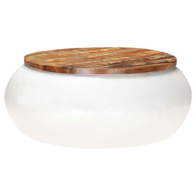 Table basse ronde blanc et bois